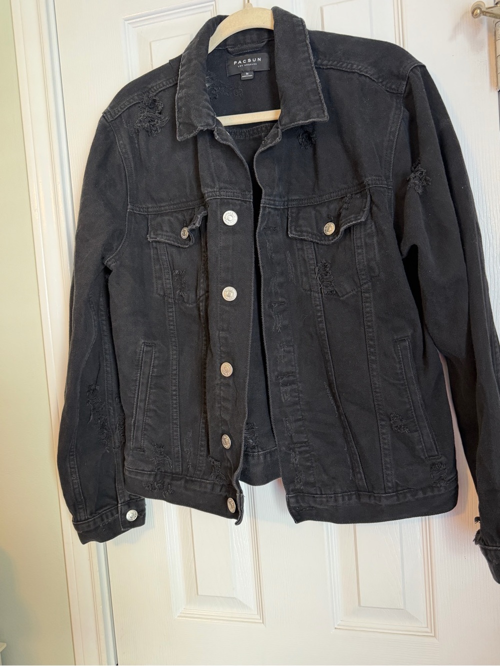 PacSun Washed Black Distressed Denim Jacket